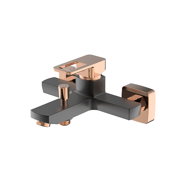 Bath Mixer, Texture Matt Black - Rose Gold