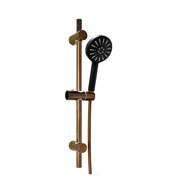 Shower Set with Sliding Bar 3F - Black - Rose Gold