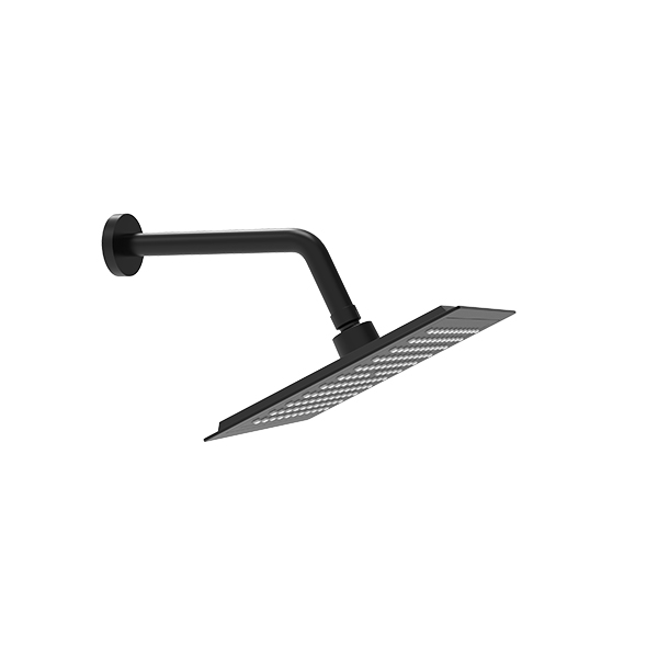 Ultraslim Square Shower Head With Arm Matt Black