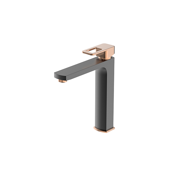 Medium Type Tall Basin Mixer - Texture Matt Black - Rose Gold