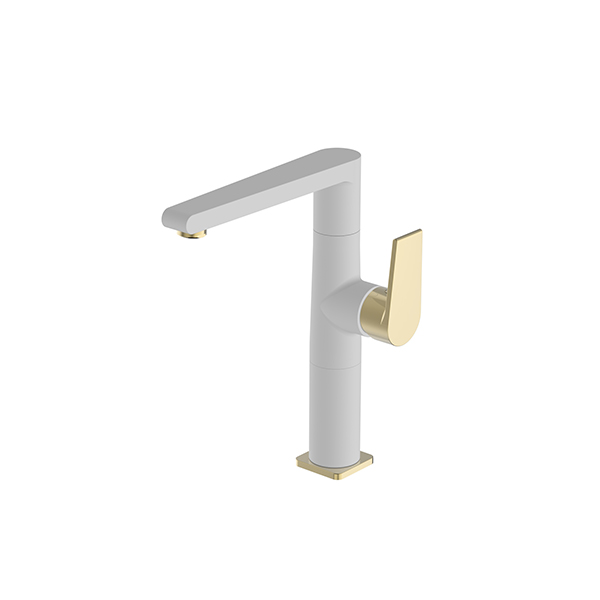 Tall Basin Mixer / Kitchen  Mixer White - Gold