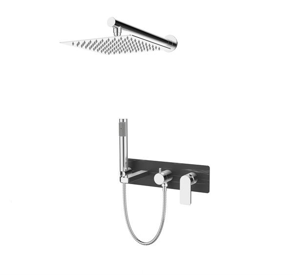 Qua Water Flowbox  Horizontal  Concealed Bath Mixer 3F - Black Rock - Chrome