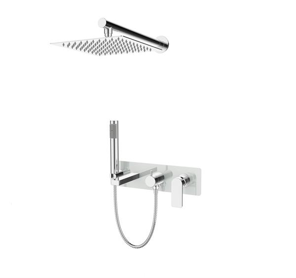 Qua Water Flowbox  Horizontal  Concealed Bath Mixer 3F - White Tempered Glass - Chrome