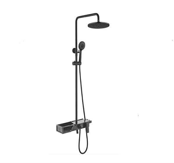 Qua Comfort Rain Shower Column- With Mixer-Matt Black