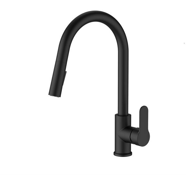 Qua Pull Down Kitchen Mixer - Matt Black