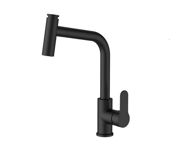 Qua Pull Down Kitchen Mixer - Matt Black