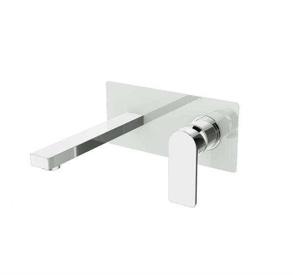 Qua Square Concealed Basin Mixer Surface Mounted Parts- White Tempered Glass-Chrome