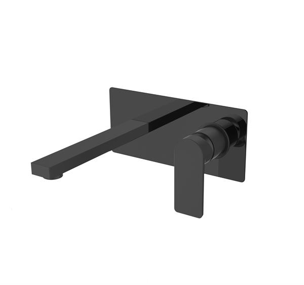 Qua Square Concealed Basin Mixer Surface Mounted Parts-Black Tempered Glass-Matt Black