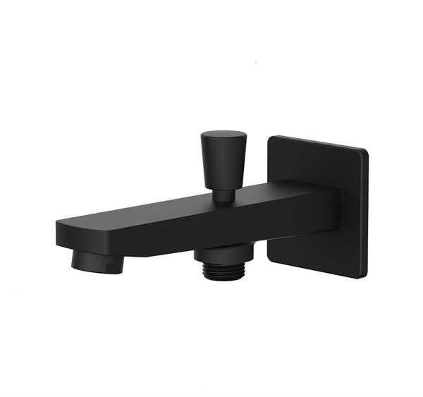 Qua Square Shower Spout With Diverter Matt Black